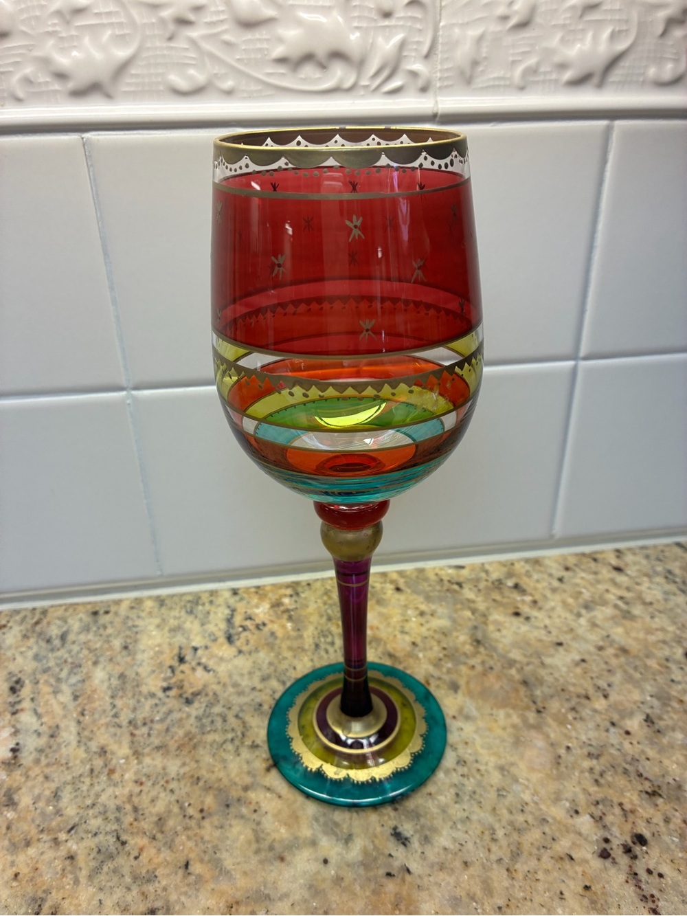 Pier 1 “Festive Stripe” Wine Glass